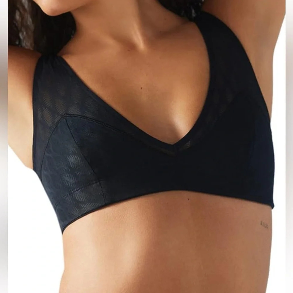 Savage X Fenty Black Sports Bra Women 1X Peak Performance Low Impact Mesh NWT